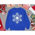thumbnail image 4 of Big White Snowflake Kids Long Sleeve T-Shirt Ugly Christmas Sweater Style Medium Blue, 4 of 5