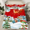 thumbnail image 2 of Castle Fairy Santa Claus Snowman 3Pcs Twin Sheet Sets for Preppy Children Teens,Merry Christmas Tree Twin Fitted Sheet,Xmas Festival Theme Breathable Flat Sheet,Microfiber Bedroom Decor, 2 of 7
