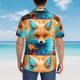 thumbnail image 4 of Balery Fiery Red Maple Leaf Fox Camisas hawaianas de manga corta para hombre, camisas playeras de corte holgado, camisas de vacaciones con botones,Small, 4 of 7