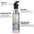 thumbnail image 3 of Yayeee 20oz Insulated Water Bottle Double Wall Stainless Steel with Flip Straw Lid, Green Window Sea, 3 of 7
