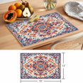 thumbnail image 6 of Retro Ethnic Leaves Placemats Set of 1, Orange Blue Flowers Texture Non-Slip Place Mats Washable Table Mats for Kitchen Dining Table Decorations Indoor/Outdoor, 6 of 9