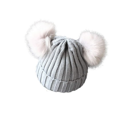 

Liangchenmei Warm Kids Boys Girls Winter Hat with Pom Pom Ears Elastic Knitted Toddler Beanie Hats for Girls Boys