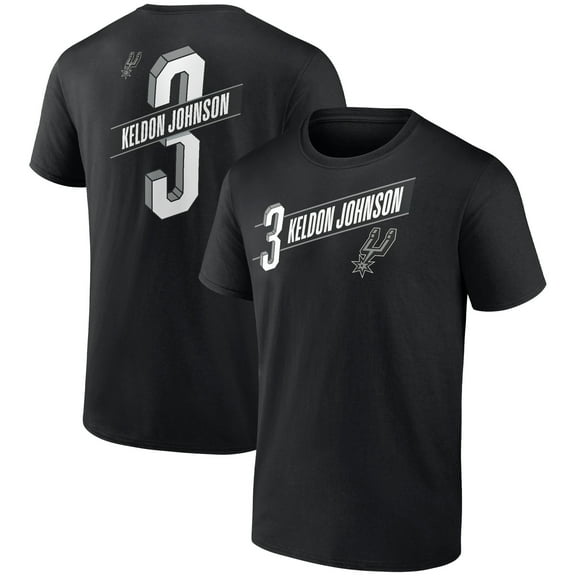 Men's Keldon Johnson Black San Antonio Spurs Full-Court Press Name & Number T-Shirt