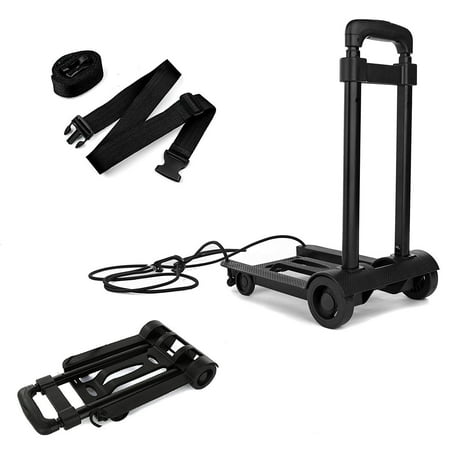 Folding Compact Lightweight Luggage Cart - 2 Buckle Straps Included- Travel Trolley - Multi Use (Cart + 2