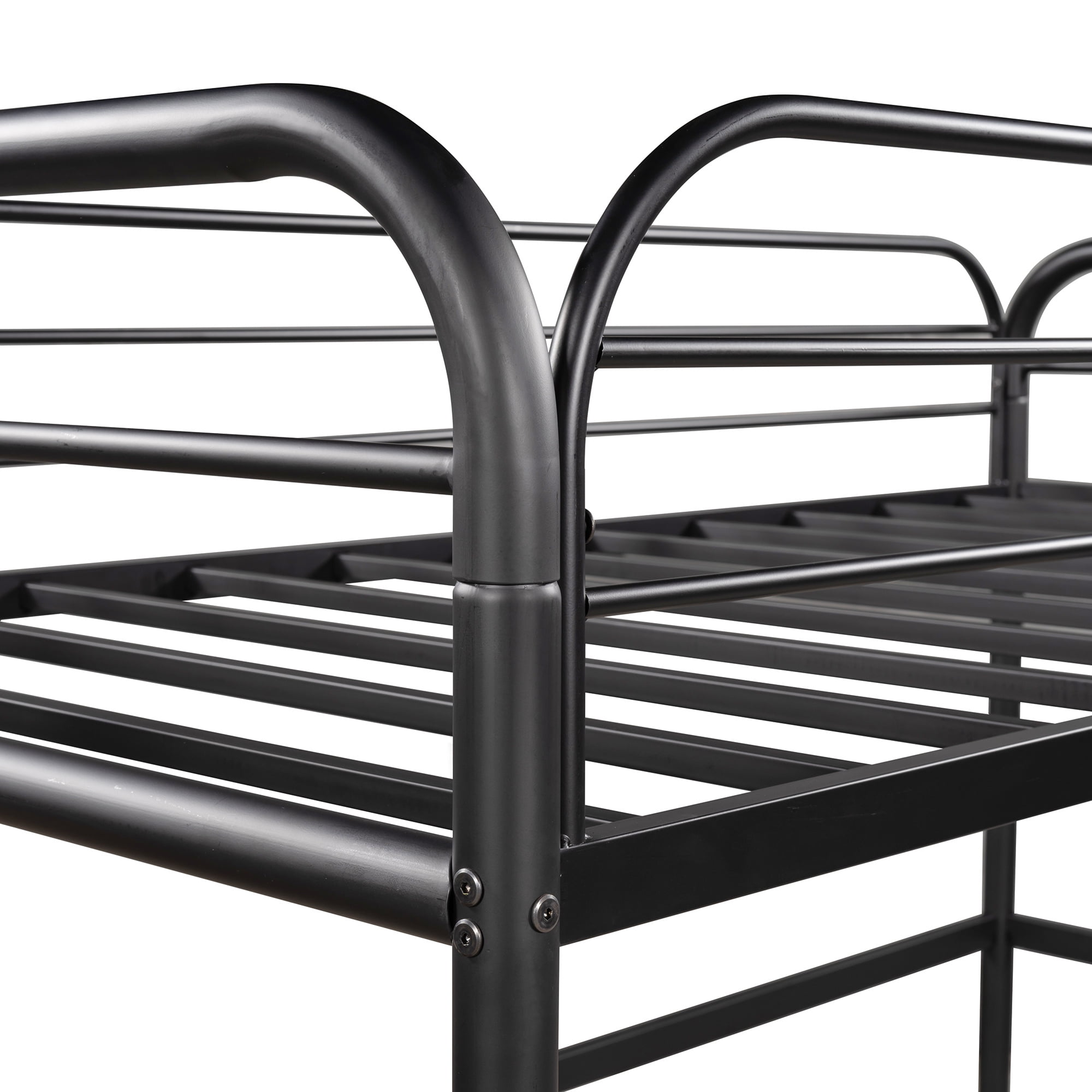 Low Loft Twin Metal Bed with 2 Big Storage Steps, Toddler Kids Modern Metal Bed Frame, Heavy Duty Bed, Multifunction Design Bed Bedroom Furniture, Space-Saving, No Box Spring Needed (Brown)