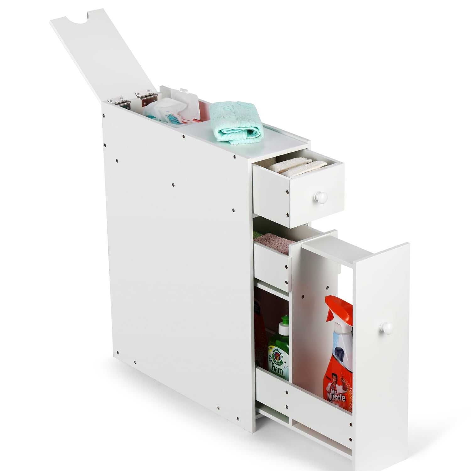 HOMBOUR Bathroom Storage Beside Toilet Storage with Slide Out