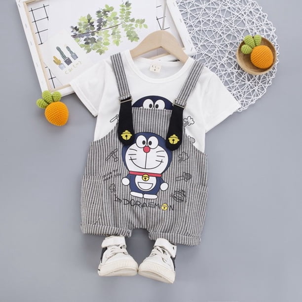 Conjunto De Ropa De Gemelos Para Niñas Sakura Momoko Boys Doraemon Camiseta + Pantalones Niño Mono Niña Vestido De Tirantes