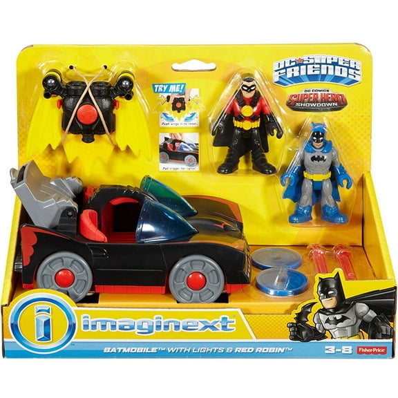 DC Super Friends Imaginext Batmobile Figure Set (with Lights & Red Robin)