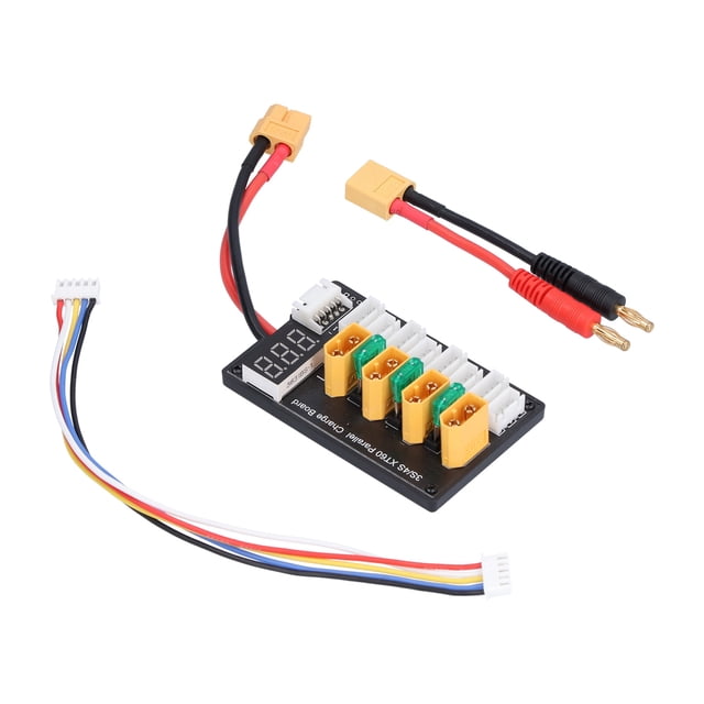 Charging Board, VISUAL ALERT-LED XT60 Parallel Charge Board 3S/4S 20A Charging with 5P Cable XT60 To Banana Connector for Balance Chargers
