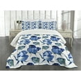 thumbnail image 3 of Ambesonne Watercolor Quilted Bedspread Set 3 Pcs, Roses with Leaves, King Size, Violet Blue Slate Blue, 3 of 5