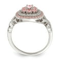 thumbnail image 2 of Primal Silver Sterling Silver Rose Gold-plated Pink and White Cubic Zirconia Cushion Ring, 2 of 5