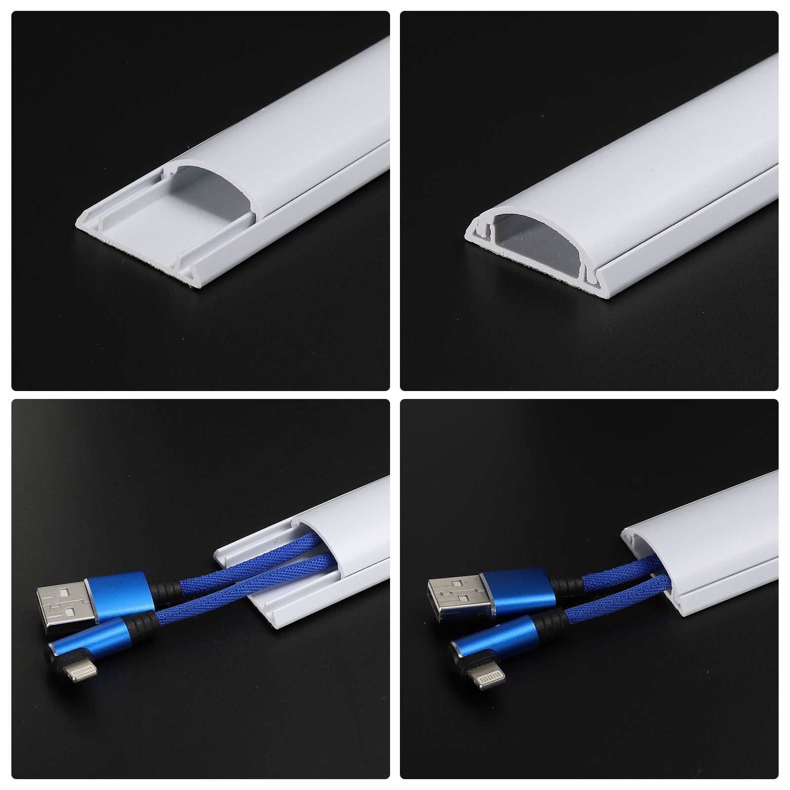 Unique Bargains Wall Cable Raceway Cord Cover Cord Hider Channel Self-Adhesive for TV Wire White 39"x1.2"x0.4"