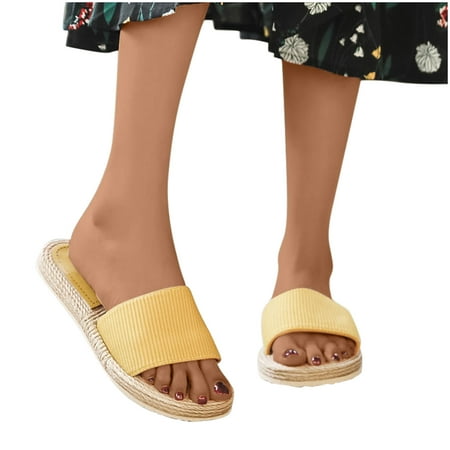 

Women s Slippers House Slippers House Shoes For Women Women Shoes Summer Beach Sandals Slippers Imitation Hemp Rope Travel Flat-bottom Shoes