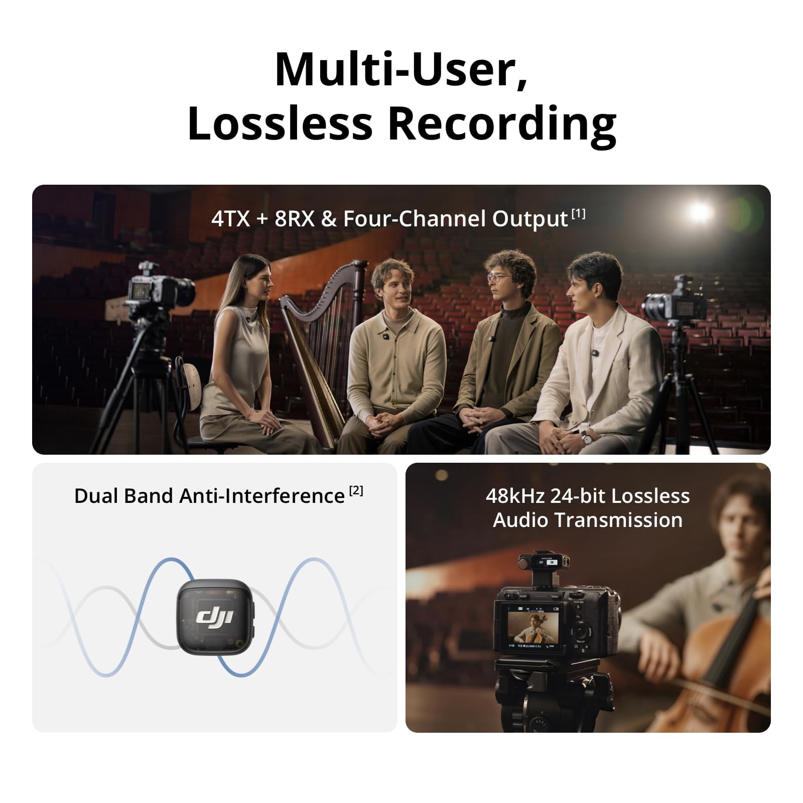 DJI Mic 3 (2 TX + 1 RX + Charging Case) Advanced Mini Wireless Microphone