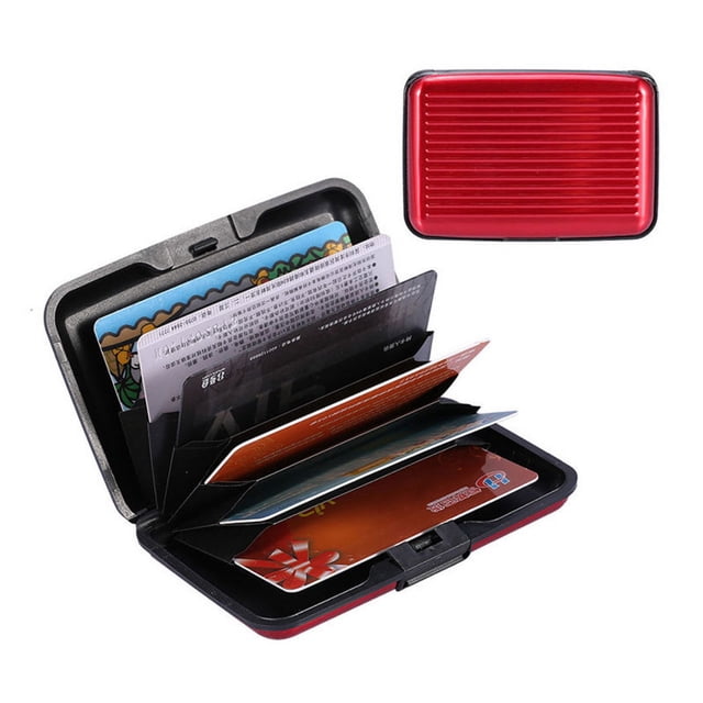 Cartera delgada ZHAOCHENG de metal con tarjetero para damas y hombres rojo