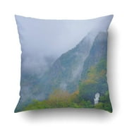 ARTJIA Cloudy Misty Scenery Of Hsiang Te Temple At Tianxiang In Taroko National Park Pillowcase Pillow Cushion Cover 16x16 inch