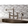 thumbnail image 2 of Kingston Brass KS7278AXBS English Country 8" Bridge Kitchen Faucet with Sprayer, Brushed Nickel, 2 of 5