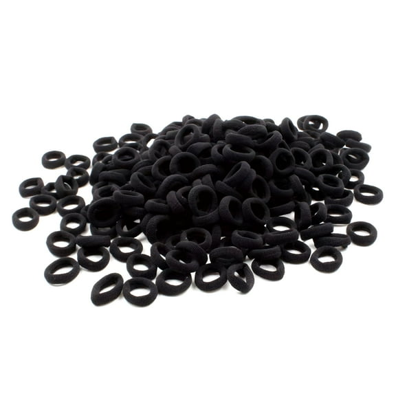DESIGNICE Tiny Hair Ties Bands for Baby Girls Women Thin & Fine Hair, 100 PCS Black, 7MM No Crease Ponytail Holders Hair Elastics, No Hurt Durable Soft Rubber Bands for Kids Men