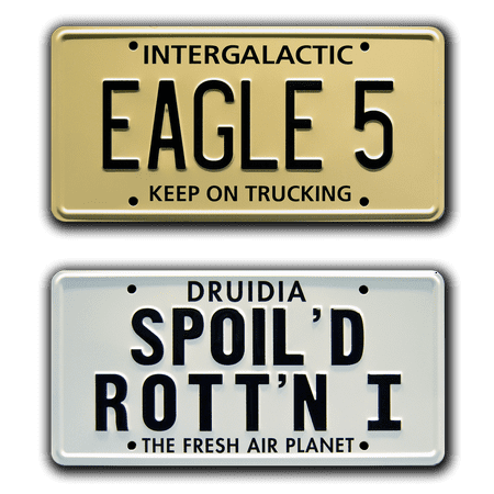 Spaceballs | EAGLE 5 + SPOILED ROTTEN | Metal Stamped Replica Prop License Plate Combo