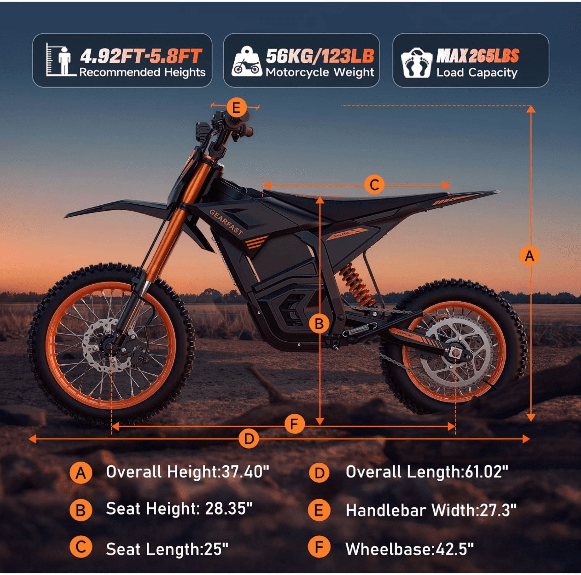RM7 Electric Dirt Bike for Teens & Adults, 2200W Peak Power, 37 MPH Max Speed, 45-Mile Range - 48V/22.5Ah Removable Battery, Full Suspension, Hydraulic Brakes (Ages 13+)