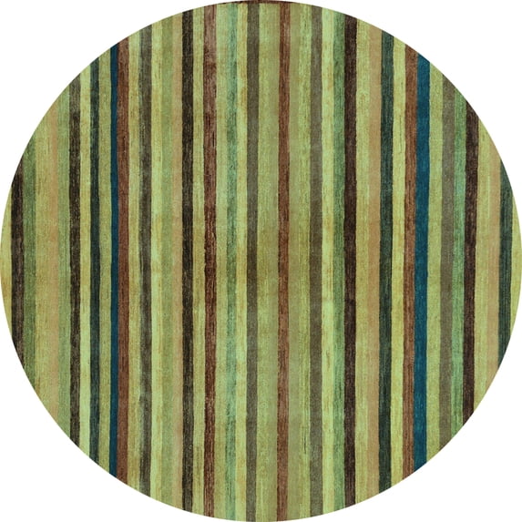 Ahgly Company Indoor Round Oriental Light Blue Modern Area Rugs, 4' Round
