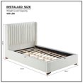 thumbnail image 3 of Full Size Modern Design Bed Frame, Upholstered Platform Bed Frame with Corduroy Headboard and Wooden Slats Support, No Box Spring Needed, White, 3 of 7