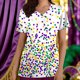 thumbnail image 2 of Camiseta de Manga Corta para Mujeres con Cuello en V Impresa de Navidad de Ajuste Suelto con Bolsillos, Tejido de Trabajo Casual de Poliéster Suave para Uso Diario en Casa O Oficina, 2 of 5