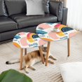 thumbnail image 2 of Set of 2 Triangle End Table Curve circles Arcs Repetitive Shapes Rainbow Motif Set of 2 Side Tables End Tables, Nesting Tables for Living Room, 2 of 5