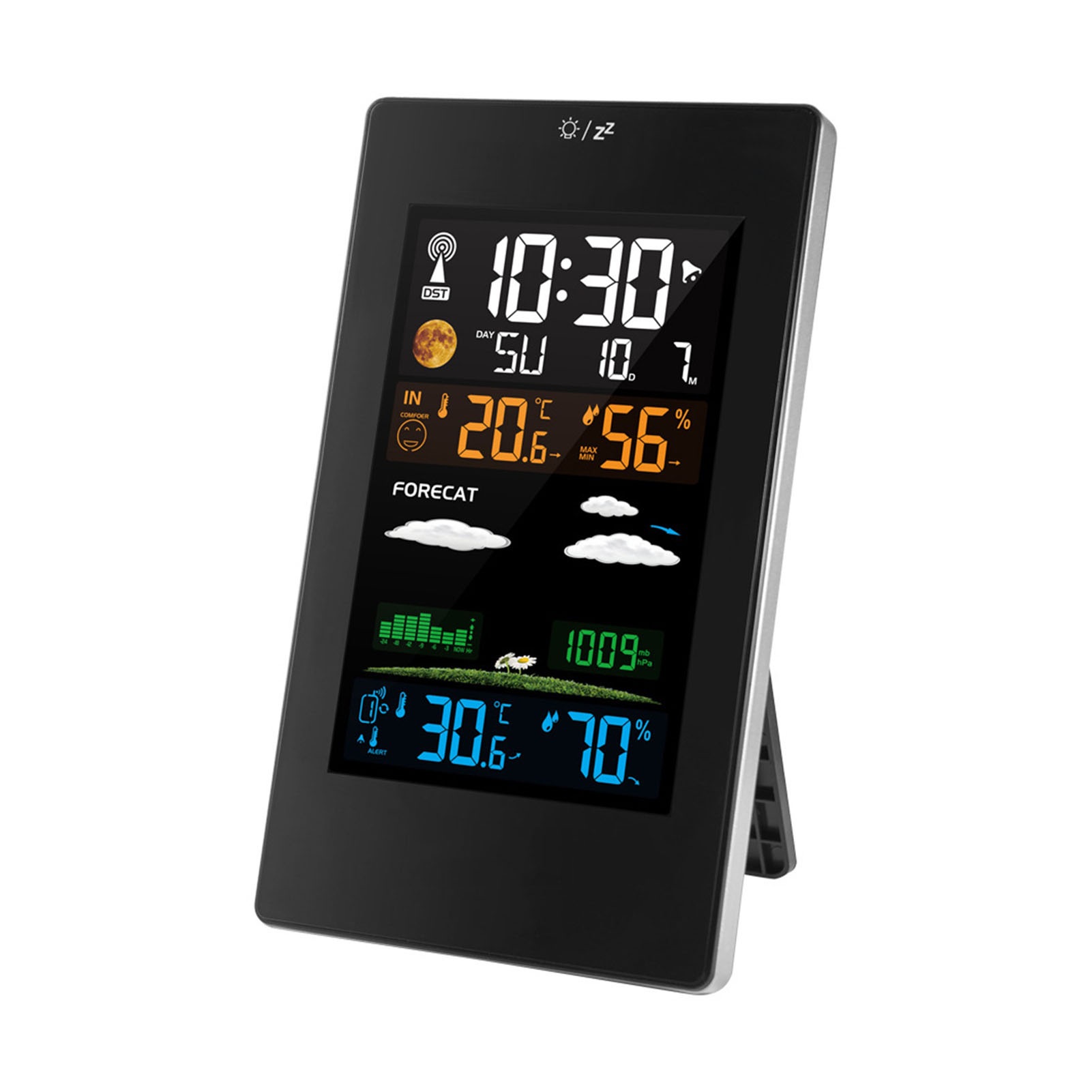 Weather Station Weather Clock Wireless Color Display Digital Temperature Humidity Monitor Indoor Outdoor ,Easy to Operate