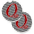 thumbnail image 1 of Monogram Initial Q Houndstooth Black Set of 2 Cup Holder Car Coaster, 1 of 1