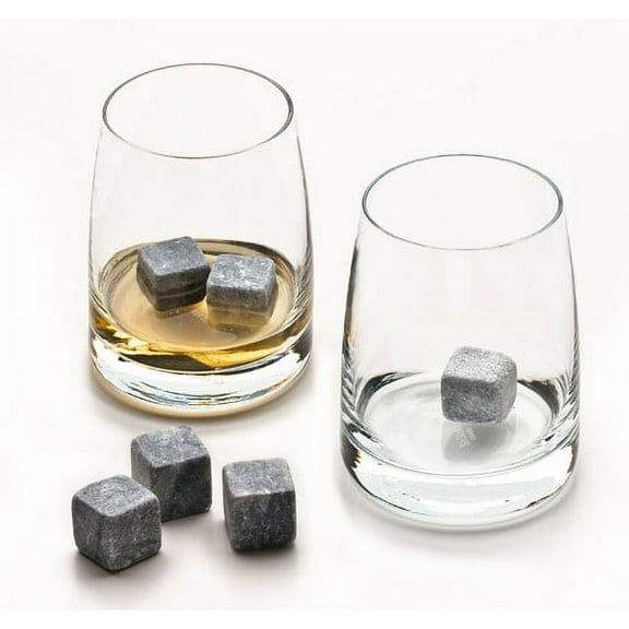 Brilliant Tandem 9-Piece Whiskey Glass Set With Whiskey Stones