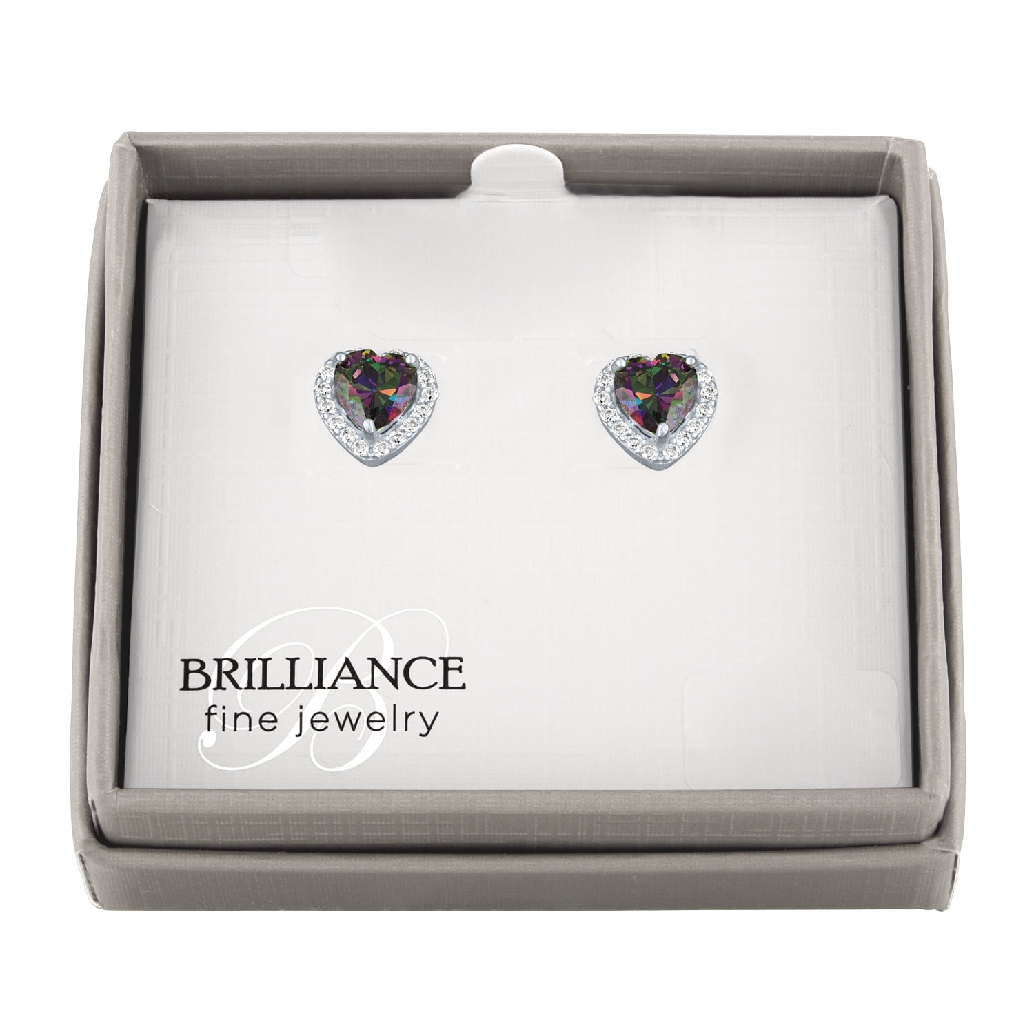 Ladies Brilliance Fine Jewelry Simulated Mystic Topaz and CZ Sterling Silver Earrings