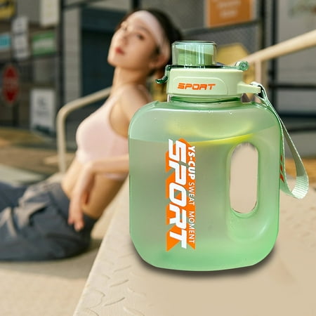 1L Large Capacity Water Bottle ZzCityTK Durable Plastic Sports Bottle with Leak-Proof Lid Portable Outdoor Fitness Jug for Hiking Camping Gym with Carrying Strap Green
