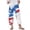 Red, variant on WTOBBY Women's Retro Stripe Print Elastic Waist Pants - Casual Wide Leg Trousers with Side Pockets & Breathable Linen Blend for Weekend Adventures,Blue L