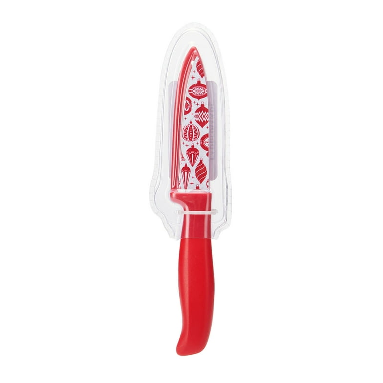 Farberware Professional 3-inch Ceramic Paring Knife with Red Blade Cover  and Handle