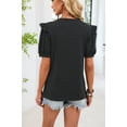 thumbnail image 5 of AnuYalue Puff Sleeve T-Shirt for Women V Neck Casual Summer Shirt Short Sleeve Solid Color Tops Vacation Daily Wear Tshirt, 5 of 7