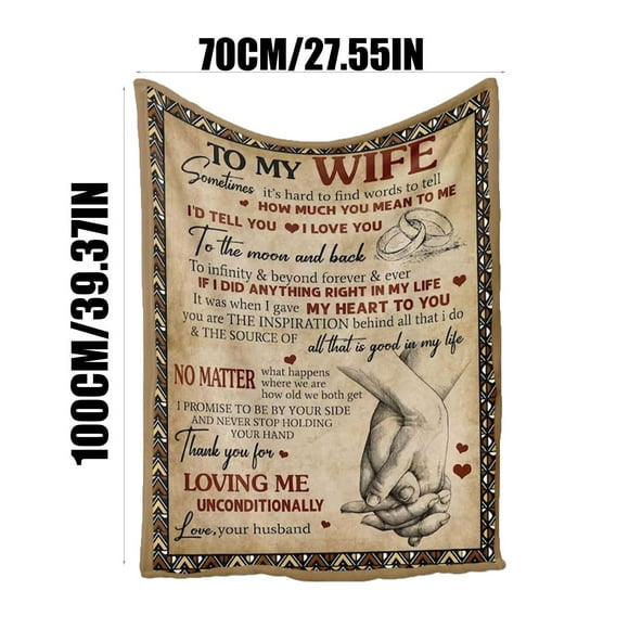 Oefntac Cadeaux Romantiques pour Elle à Ma Femme Couverture en Flanelle, Cadeau de Saint-Valentin Anniversaire Anniversaire, Sentiment de Câlin, Flanelle Super Douce, Résistant à la Décoloration, Literie de Maison Portable, Mariage Romantique Fête des Mères
