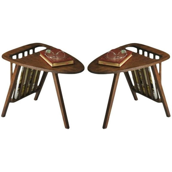 Home Square Modern Magazine Table in Aged Brown - Set of 2