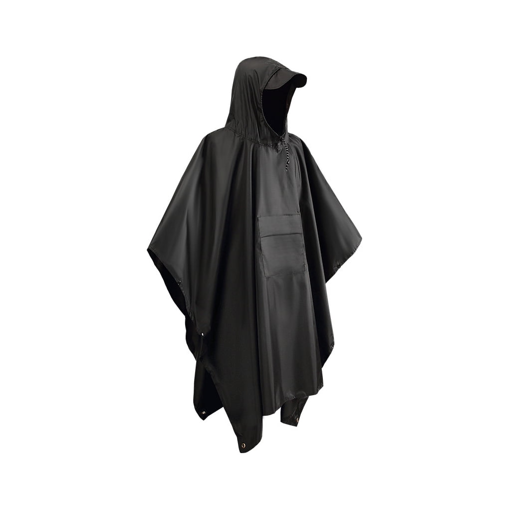 Man Long Raincoat with Pocket Waterproof Rain Jacket Rainwear Multi