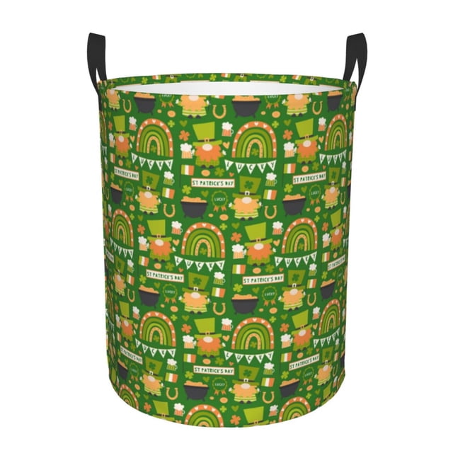 Balery traditional Irish colours Cesta de ropa redonda con asas, impermeable, independiente, para ropa, juguetes, dormitorio y familia-Medium