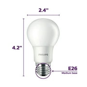 Philips LED 100-Watt A19 Light Bulb, Frosted Daylight, Non-Dimmable, E26 Medium Base (4-Pack)