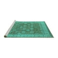 thumbnail image 2 of Ahgly Company Machine Washable Indoor Square Oriental Turquoise Blue Traditional Area Rugs, 4' Square, 2 of 4