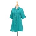 thumbnail image 5 of NOVICA Artisan Handmade Cotton Shirt Buttonup Gauze from Thailand Clothing Top Green Blouses ' Sea Green Pintucks', 5 of 7