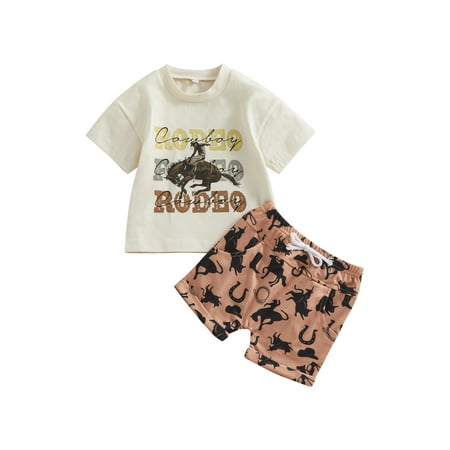 

Toddler Baby Boys Outfits Short Sleeve Round Neck T-shirt Print Short Pants 2Pcs Summer Clothing