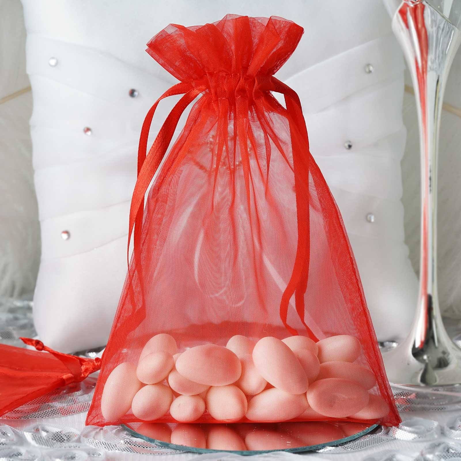 Efavormart 50PCS RED Organza Gift Bag Drawstring Pouch Wedding Favors Bridal Shower Treat ...