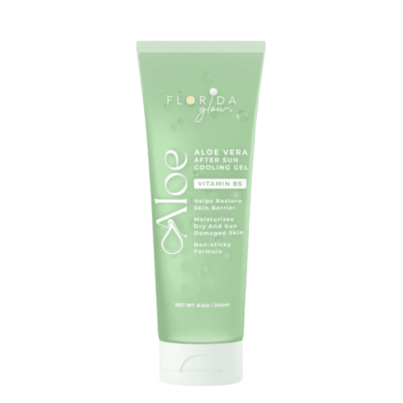 Florida Glow Aloe Vera After Sun Cooling Gel with Vitamin B5, Sunburn Relief and Skin Soothing