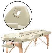 Saloniture Professional Portable Massage Table with Backrest - Cream
