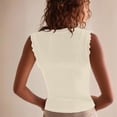 thumbnail image 4 of Womens Summer Tank Tops Crew Neck Ruffle Shirts Sleeveless Ribbed Knit Slim Fitted Tee Business Casual Blouses S, 4 of 5