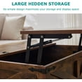 thumbnail image 5 of Coffee Table with Storage, Rustic Brown Square Coffee Tables for Living Room, Lift top Coffee Table with Large Hidden Compartment, Smart Cocktail Tables with Flip Top Lids for Home Office, 5 of 8