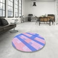 thumbnail image 4 of Ahgly Company Machine Washable Indoor Round Transitional Purple Area Rugs, 4' Round, 4 of 7
